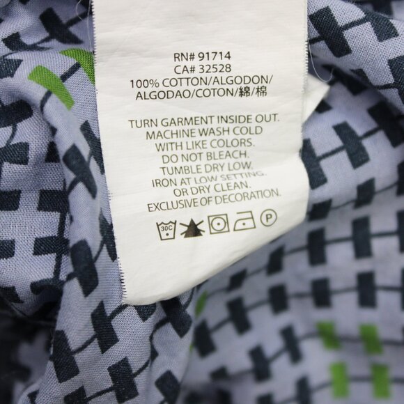 A/X Armani Exchange Shirt Mens Large Blue Geometric Cotton Short Sleeve Button - Picture 9 of 13